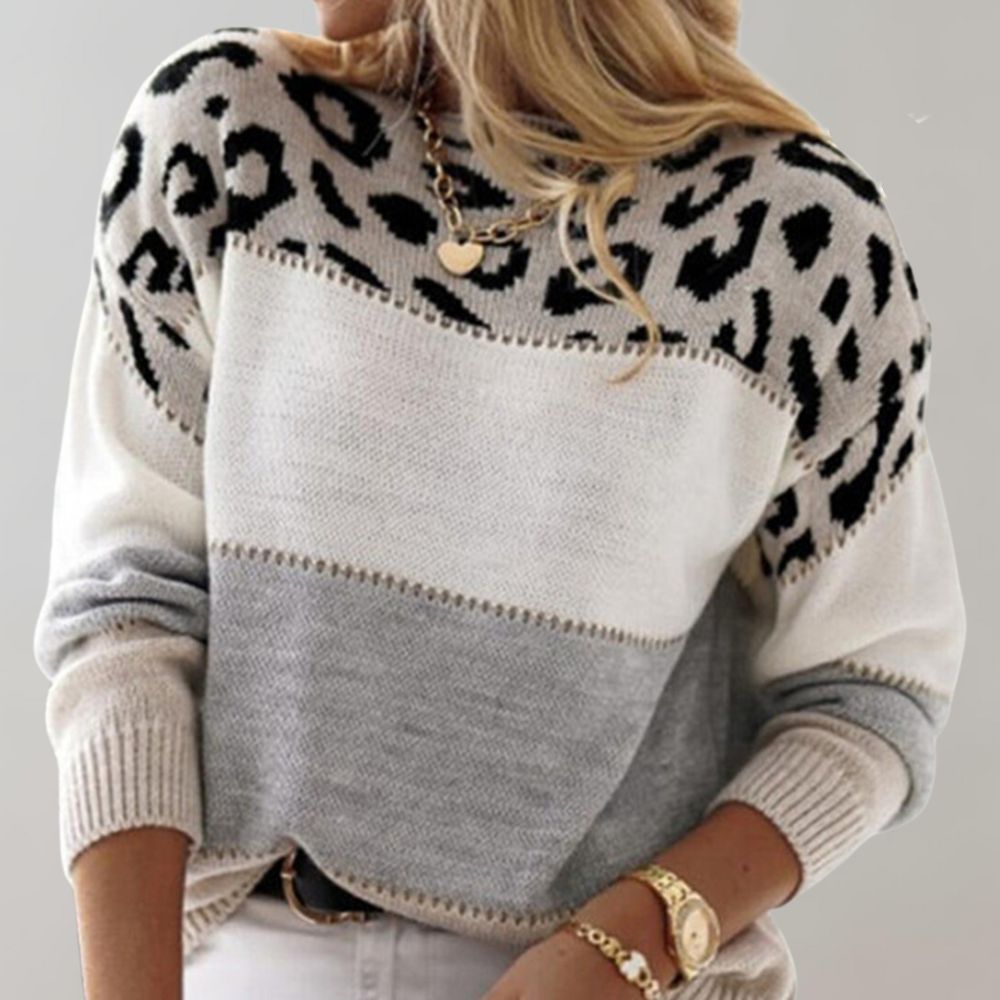PASCALINE – Leopard Print Casual Sweater