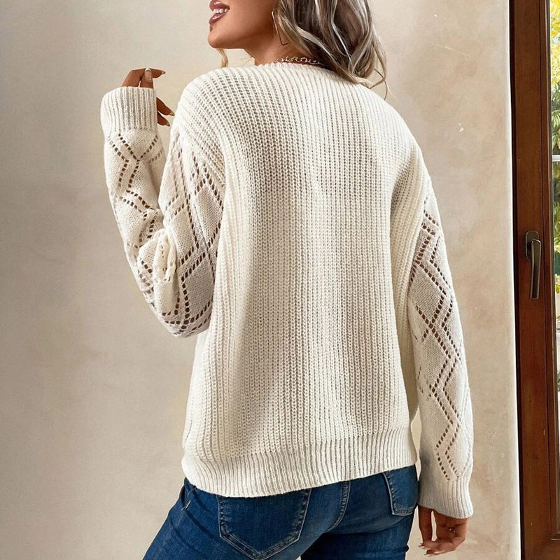 Women's V-Neck Long Sleeve Knitted Sweater