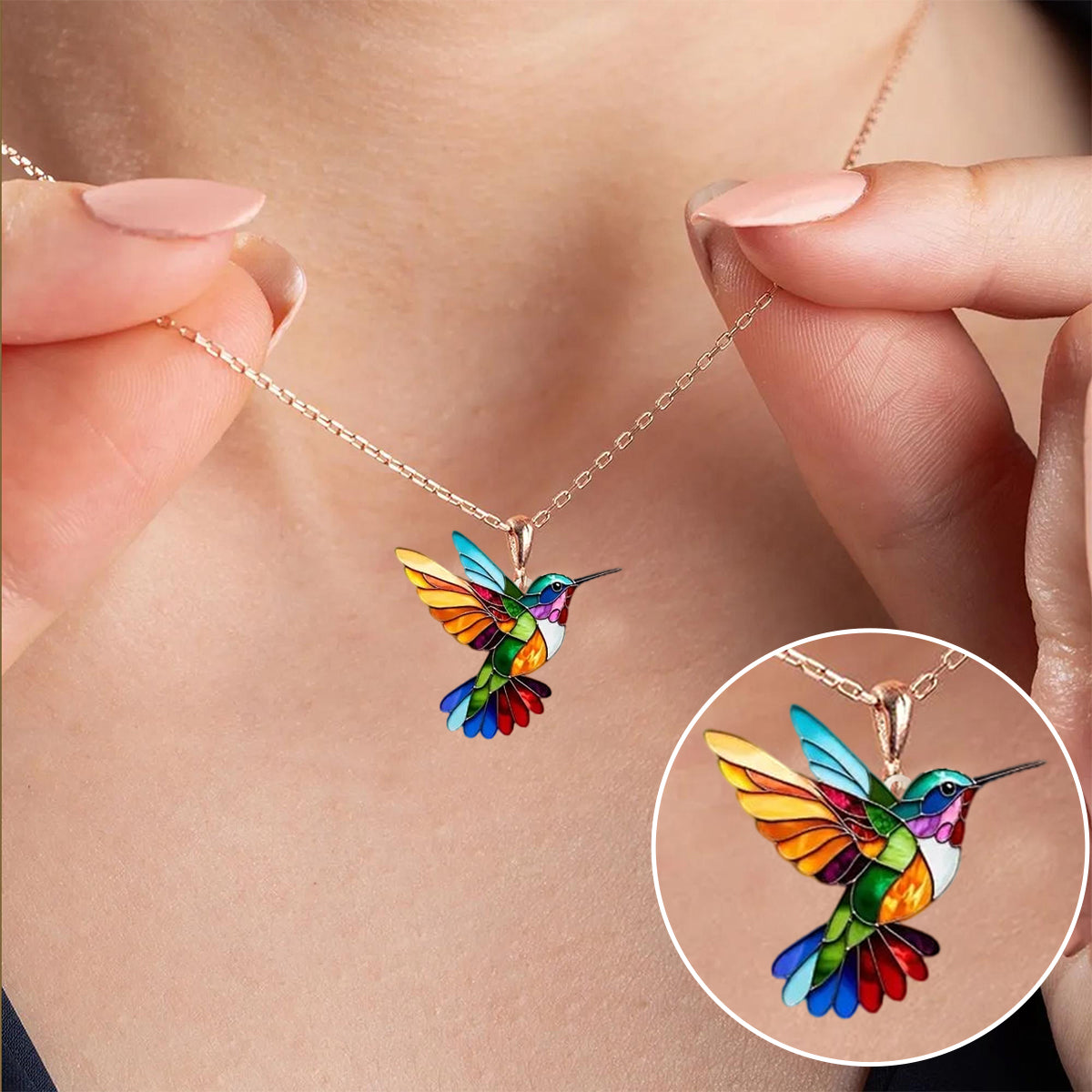 Multicolor Hummingbird Necklace – For Bird Lovers & Jewelry Fans