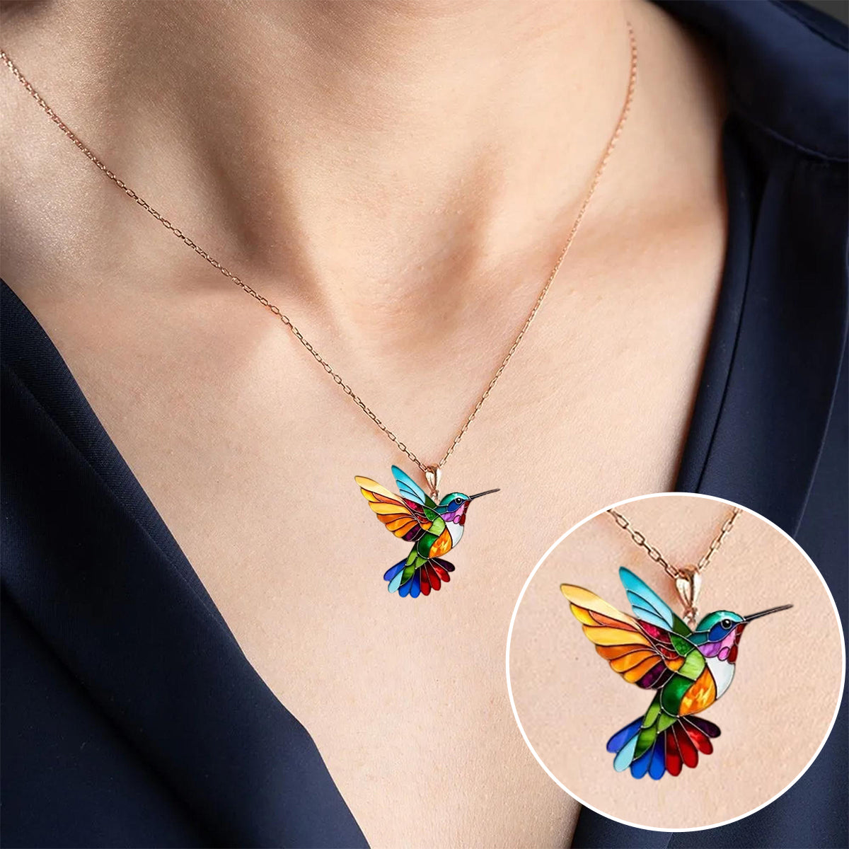 Multicolor Hummingbird Necklace – For Bird Lovers & Jewelry Fans