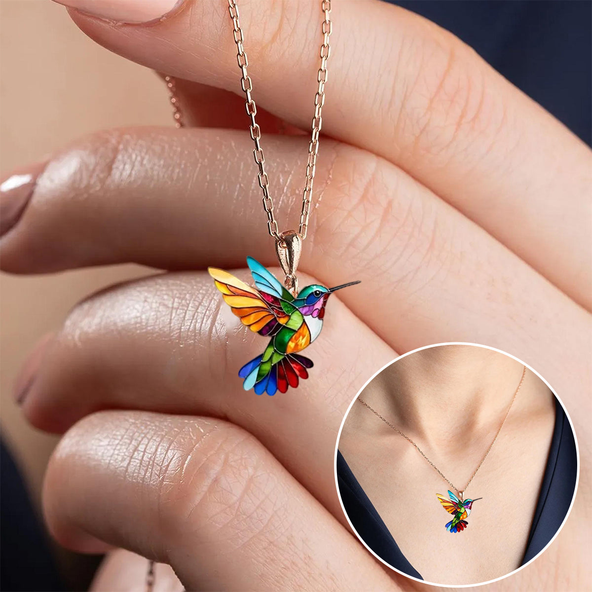 Multicolor Hummingbird Necklace – For Bird Lovers & Jewelry Fans
