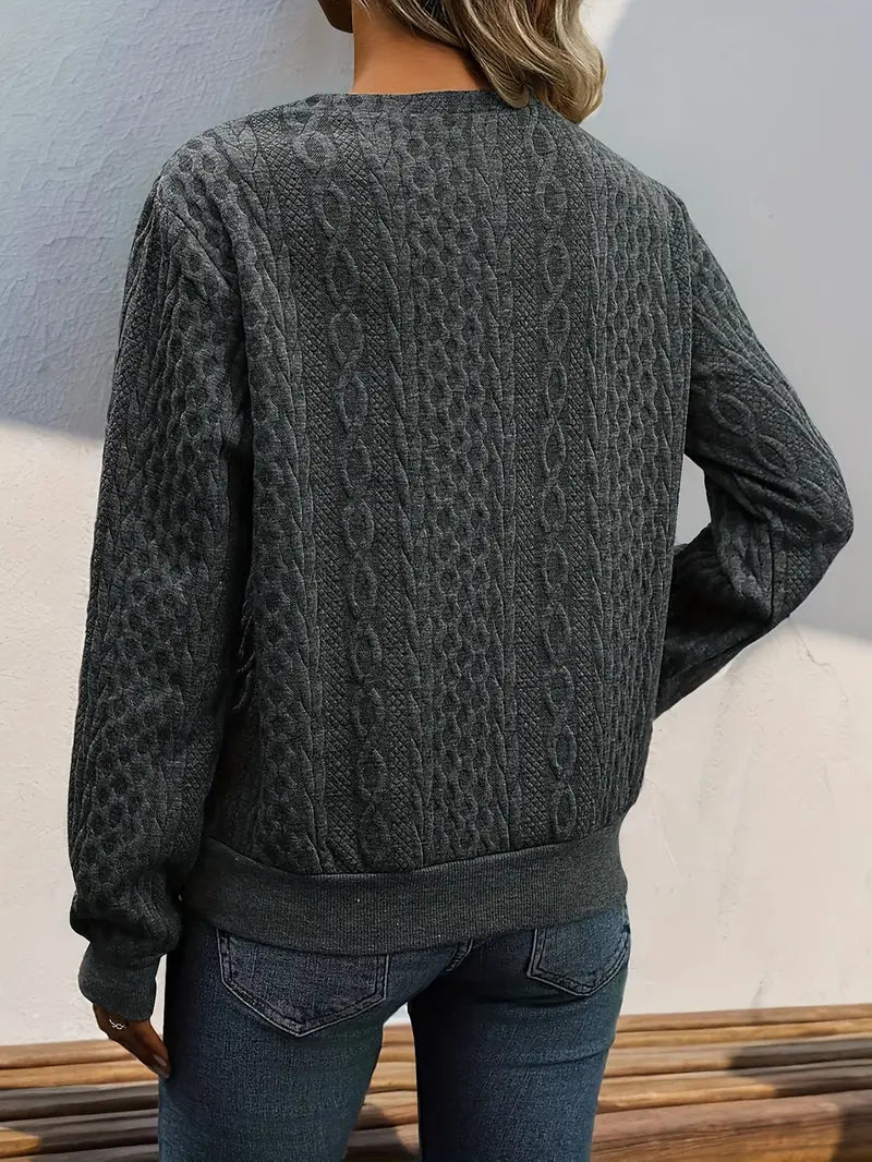 Casual Long Sleeve Sweater with Asymmetrical Shoulder