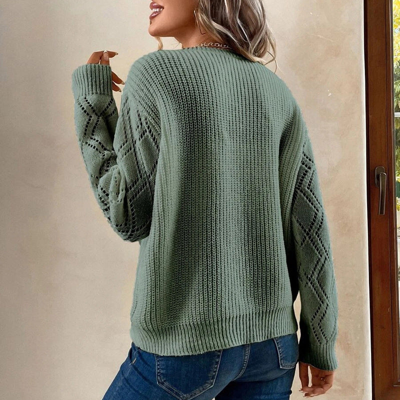 Women's V-Neck Long Sleeve Knitted Sweater