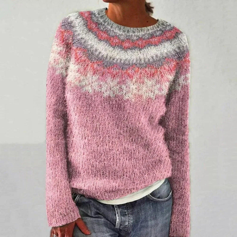 Warm Sweater with Eye-Catching Geometric Patterns