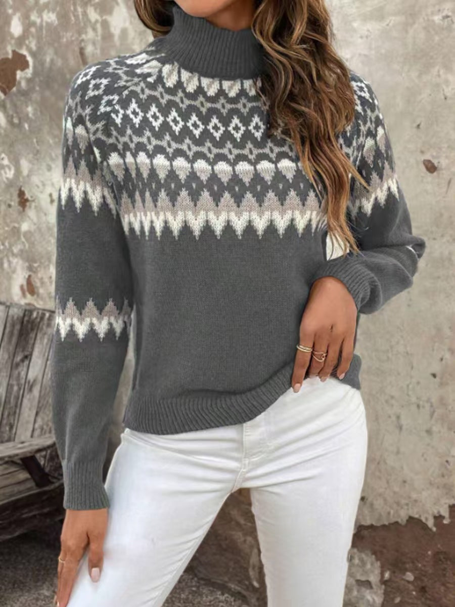Turtleneck Sweater with Nordic Pattern